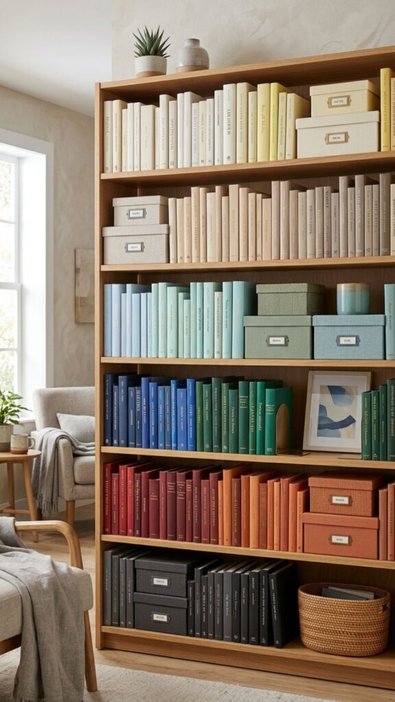 12. Create a Colour-Coordinated Bookshelf Display