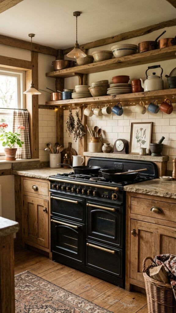 12. Create a Farmhouse-Style Stove Cabinet Design