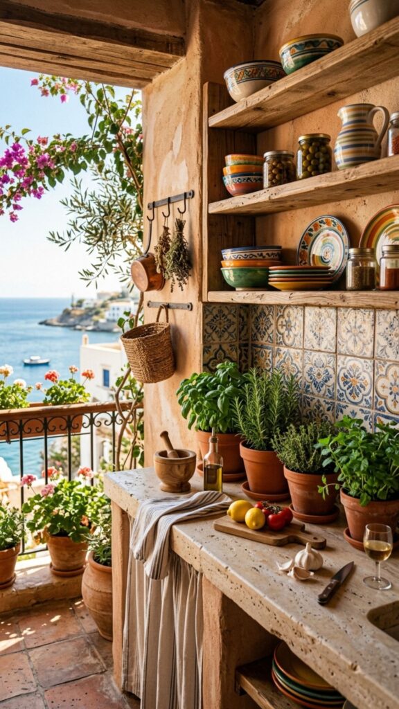 12. Create a Mediterranean-Inspired Kitchen Corner