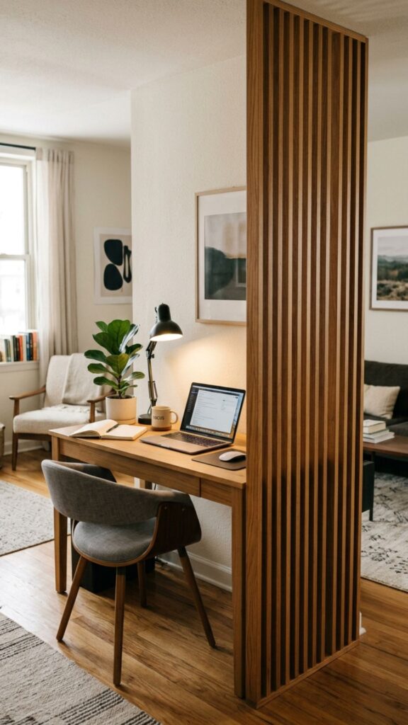 12. Create a Mini Office Behind a Room Divider