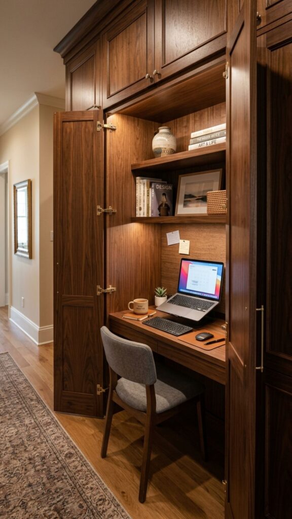 12. Hide the Office Behind Cabinet Doors