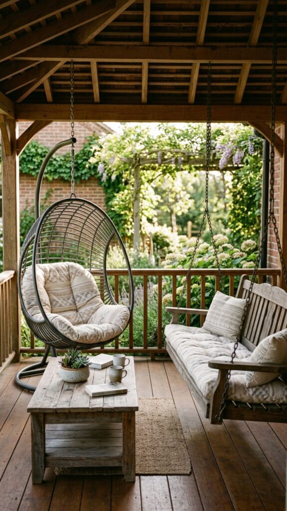 12. Mix an Egg Chair With a Porch Swing
