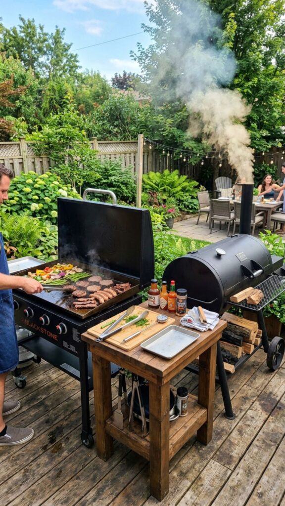 12. Set Up a Griddle-and-Smoker Combo