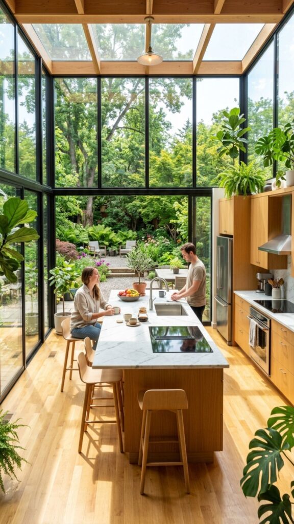 12. Sunroom-Style Kitchen With Glass on Three Sides