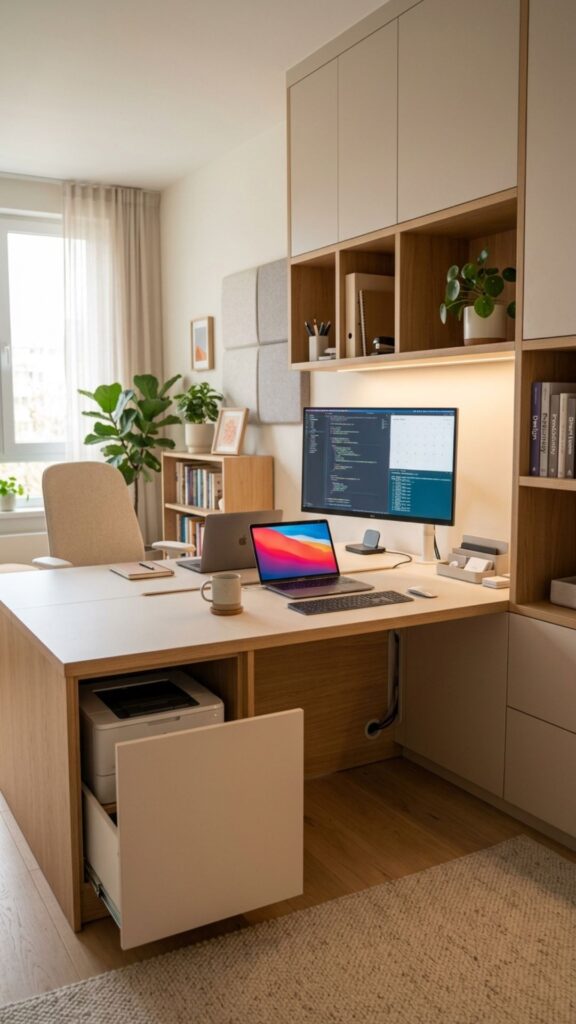 13. Add Built-In Storage for Office Equipment