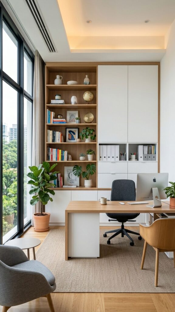 13. Add Closed Storage Alongside Open Shelves