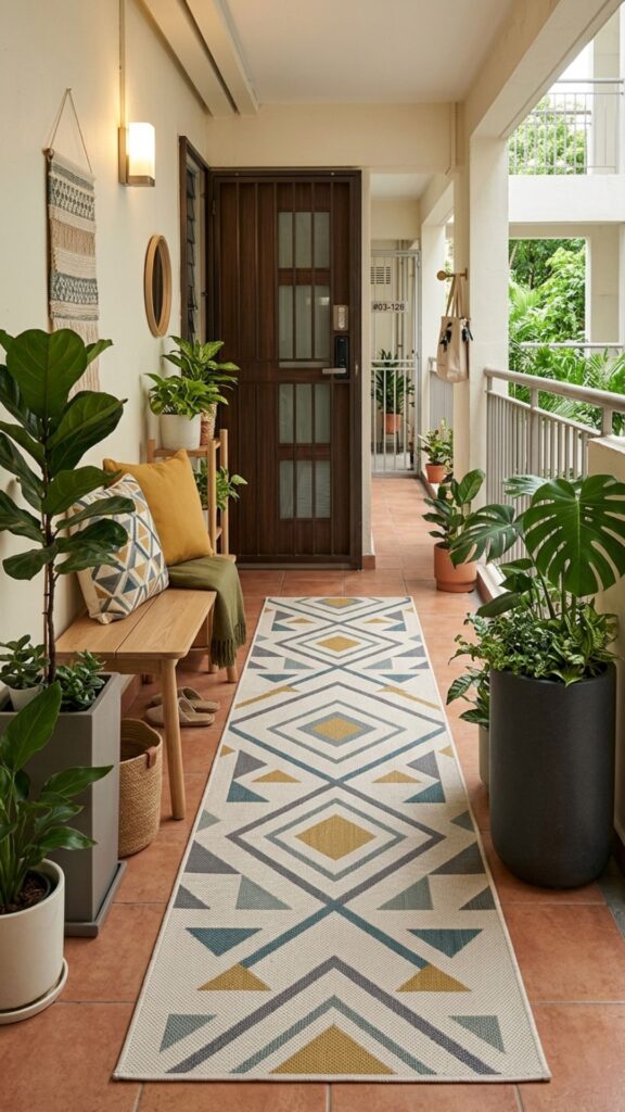 13. Add Texture With an Outdoor Rug or Runner
