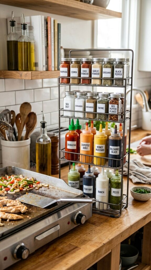 13. Add a Spice and Sauce Caddy