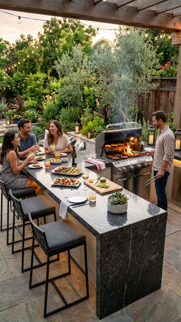13. Bar Height Grill Station with Seating
