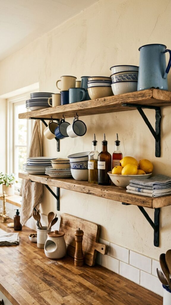 13. Build Open Shelving for Everyday Dishes
