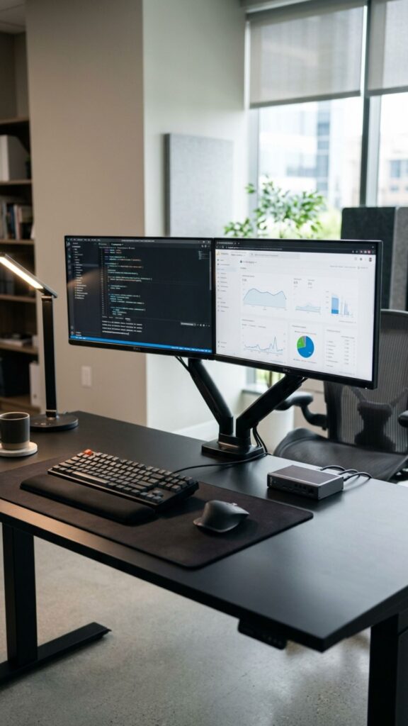 13. Build a Dual Monitor Black Desk Setup