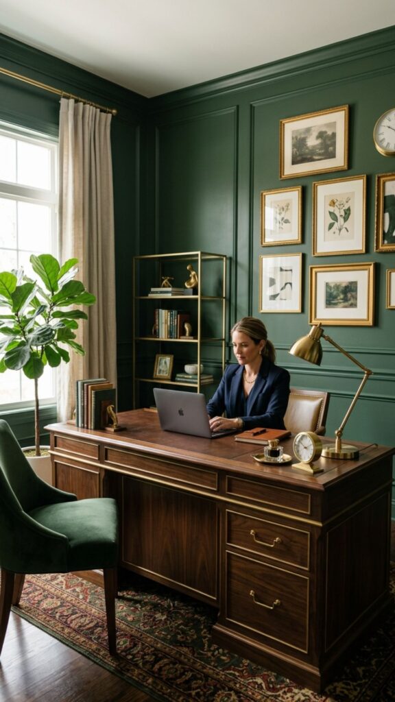 13. Combine Green With Gold Accents