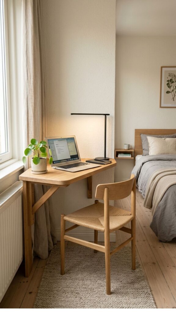 13. Create a Narrow Elevated Desk for Small Spaces