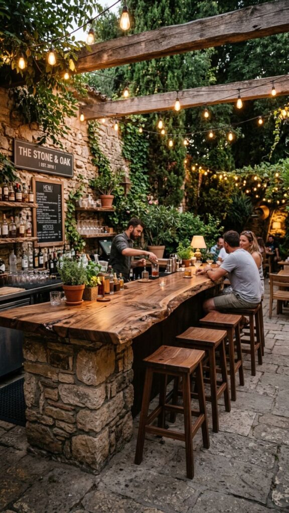 13. Design a Rustic Bar With a Live-Edge Top