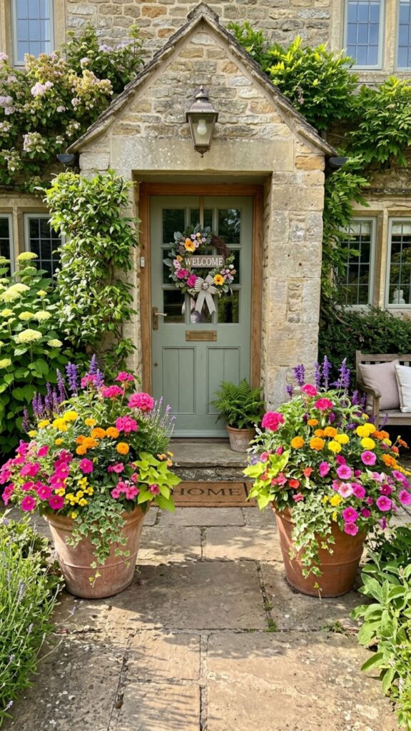 13. Display Seasonal Flowers in Planters