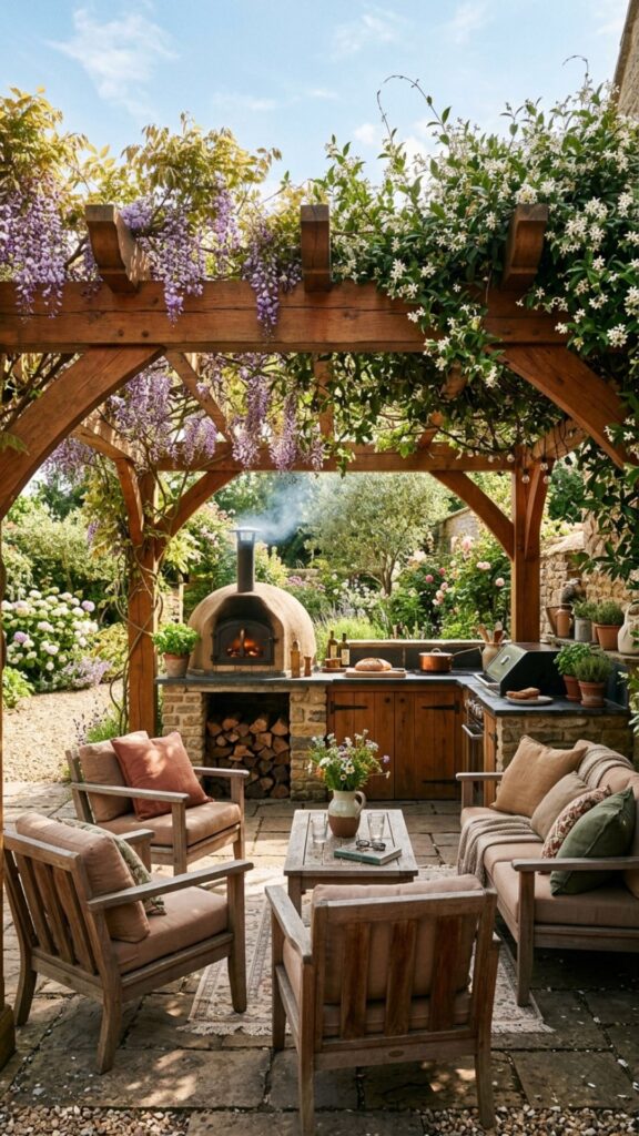 13. Frame the Space With a Wooden Pergola