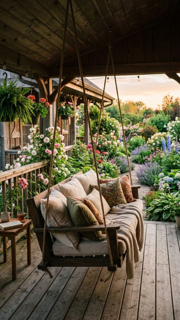 13. Hang a Porch Swing for Slow Evenings