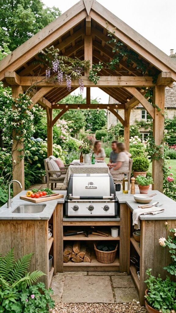 13. Keep a Small Pergola Kitchen Simple