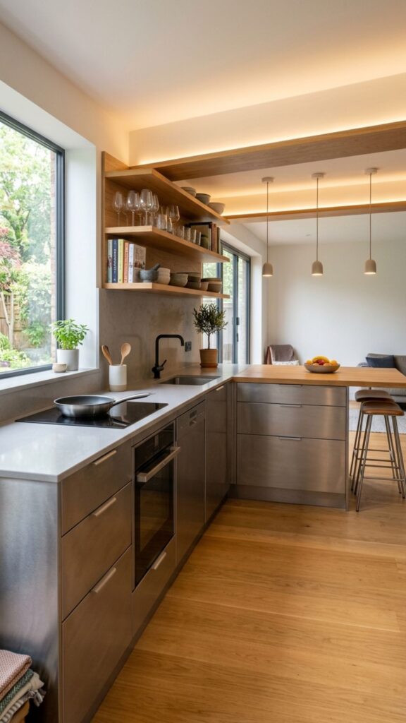 13. Open Shelf Aluminum Cabinet Combination