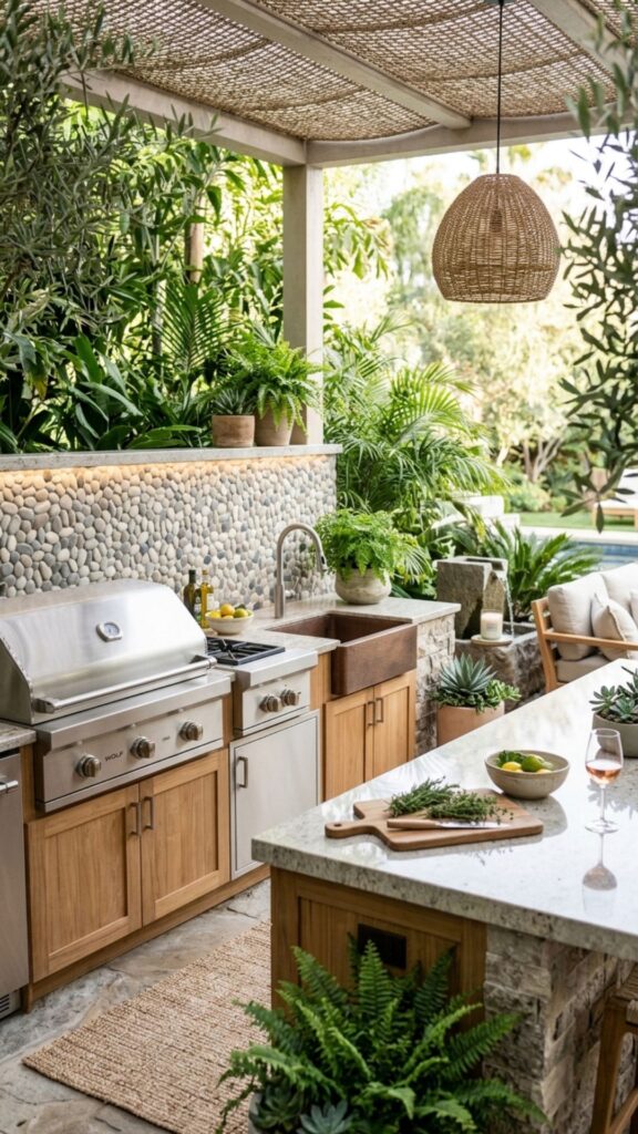 13. Pebble Tile for a Spa-Like Feel