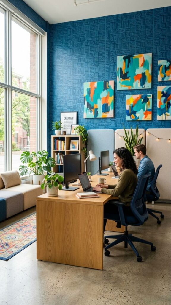13. Use Blue Wallpaper for a Creative Office