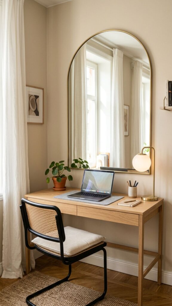 13. Use Mirrors to Make the Office Feel Larger