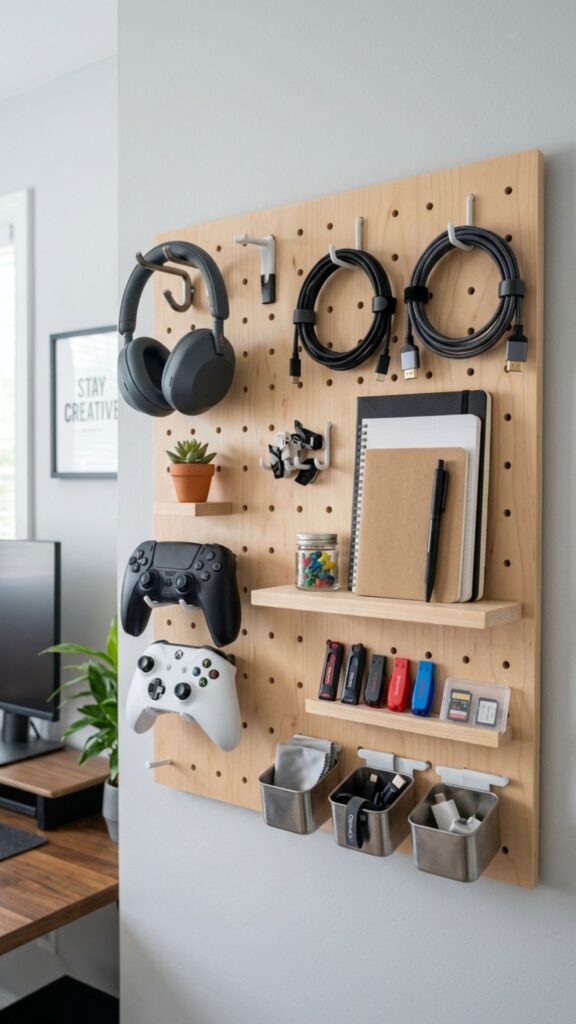 13. Use a Pegboard for Accessories