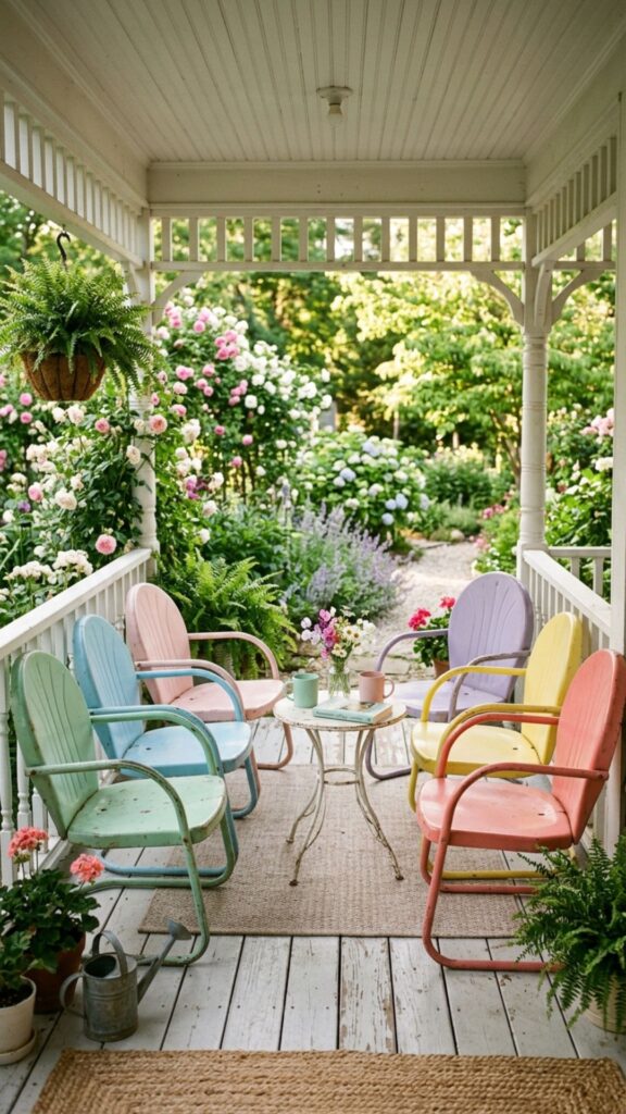 13. Vintage Metal Chairs for Retro Flair