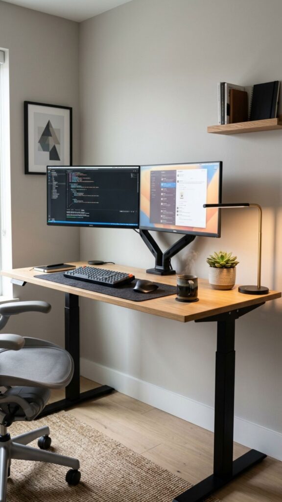 14. Add a Standing Desk Against the Wall