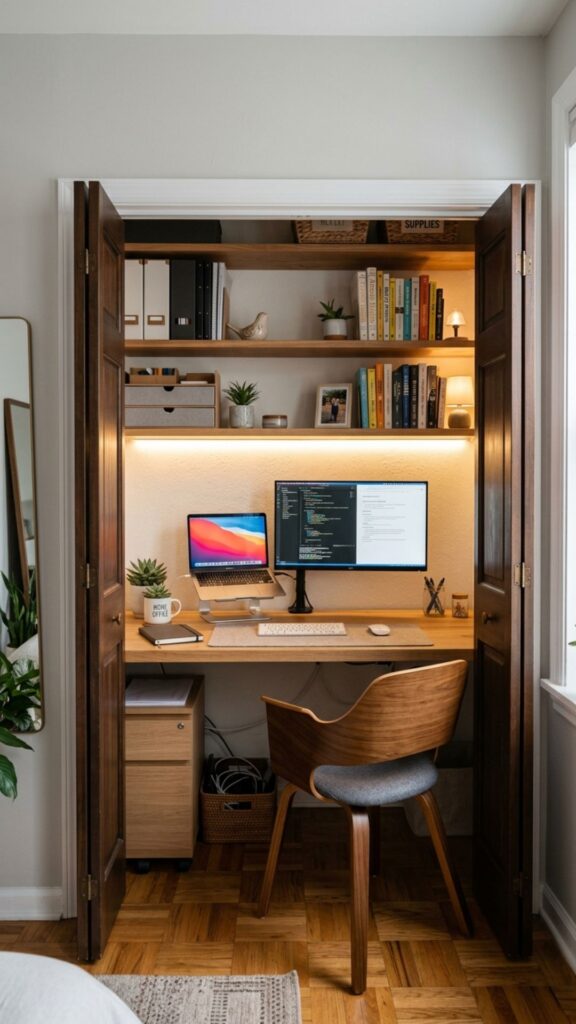 14. Build a Workspace Into a Closet