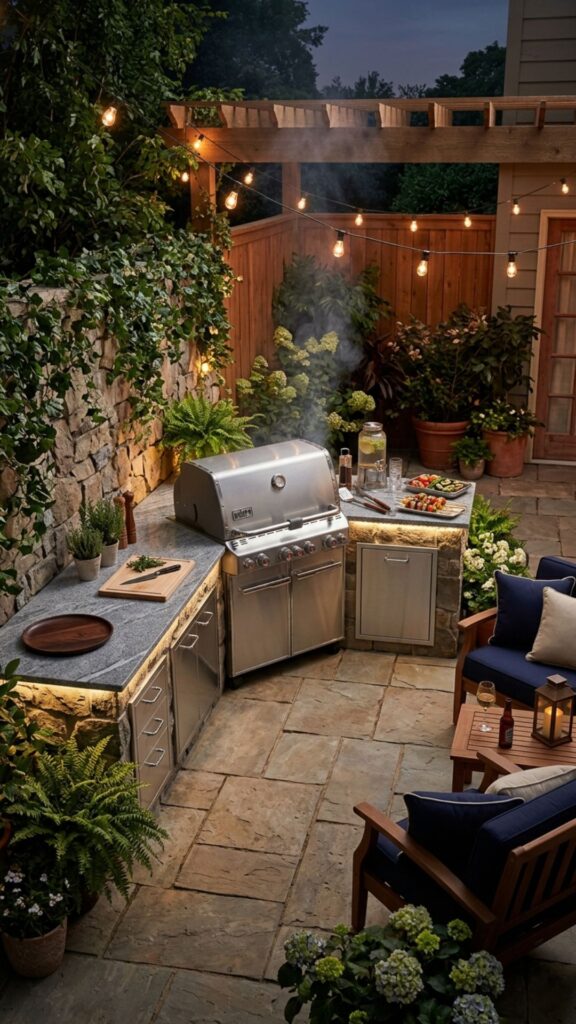 14. Corner L-Shaped Grill Layout