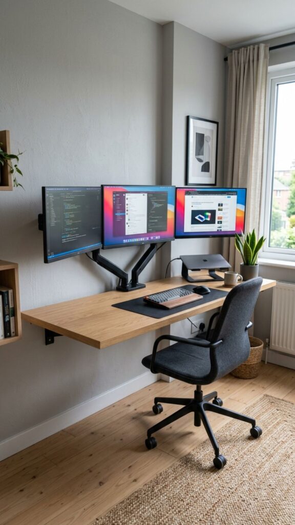 14. Create a Floating Desk Multi-Monitor Office