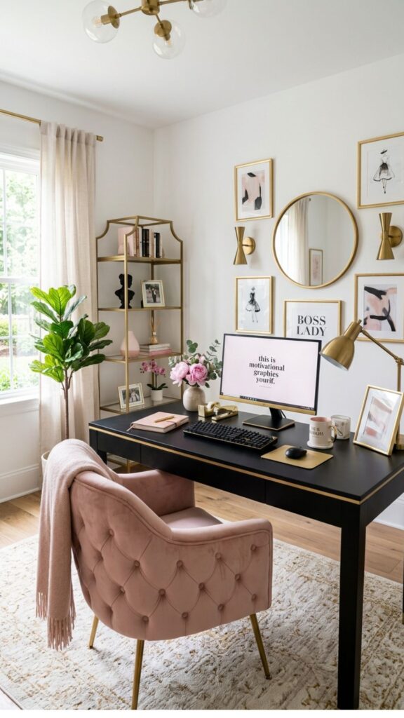 14. Create a Glamorous Black and Pink Office