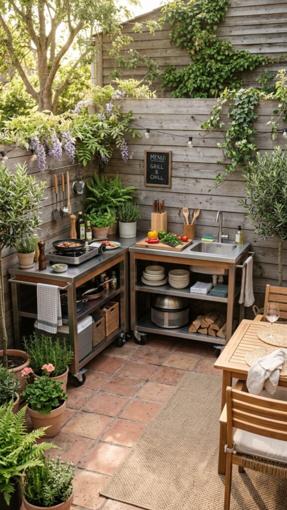 14. Create an L-Shaped Kitchen With Two Carts