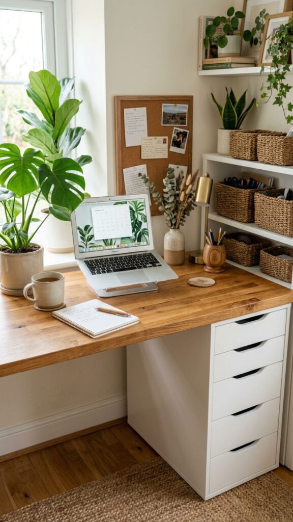 14. Give Your Desk a Natural Wood Look