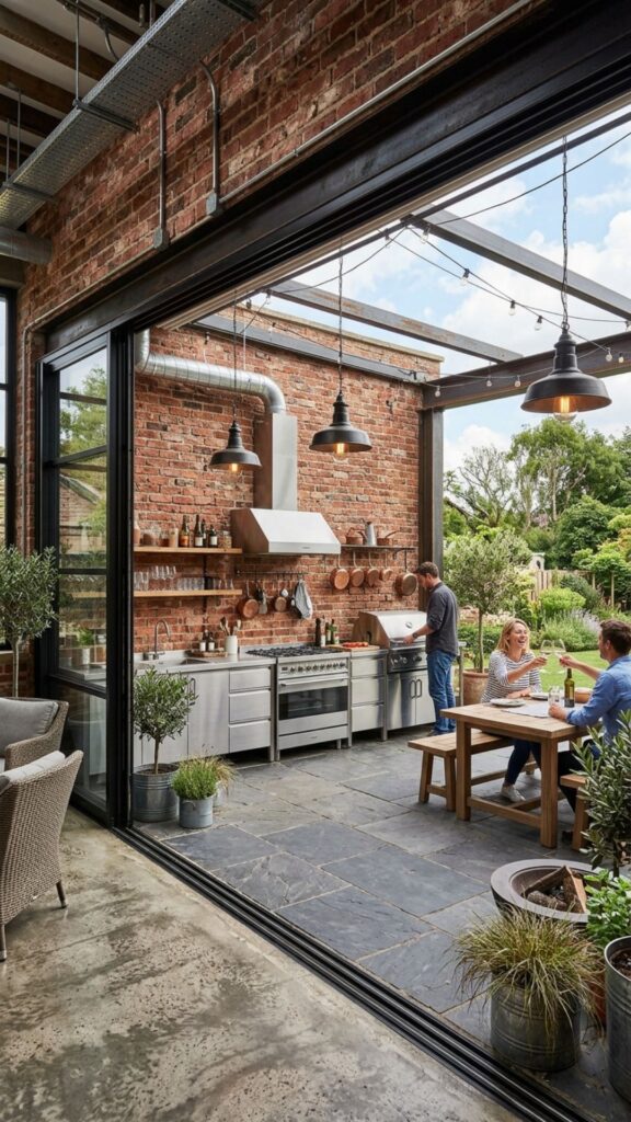 14. Industrial-Style Kitchen With Steel and Glass