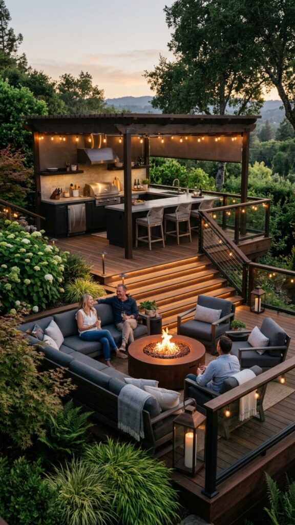 14. Multi-Level Deck Kitchen and Fire Zone