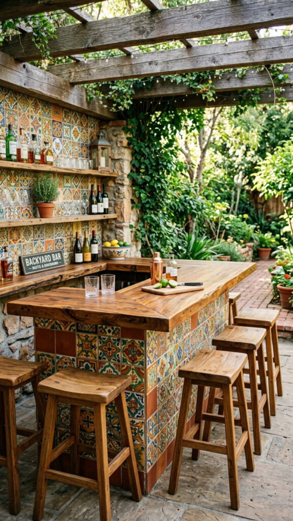 14. Rustic Bar with Tiled Base