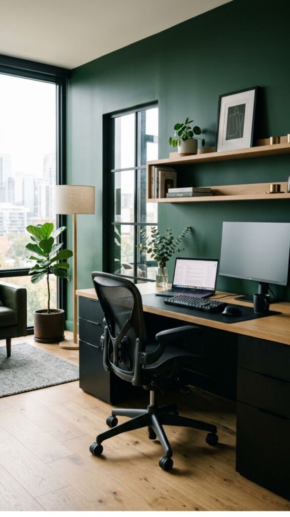 14. Try a Green and Black Modern Office
