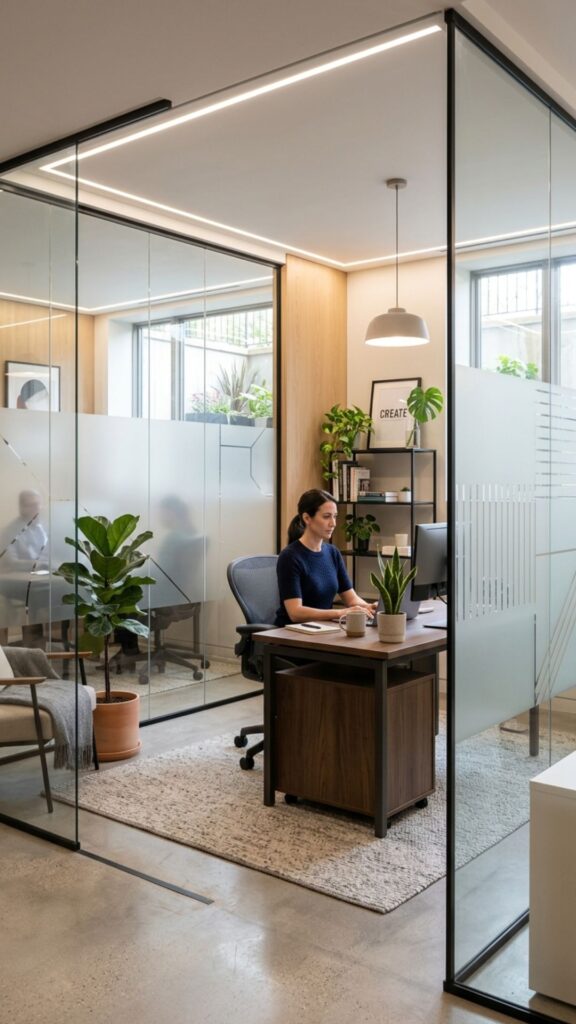 14. Use Glass Partitions for Privacy Without Darkness