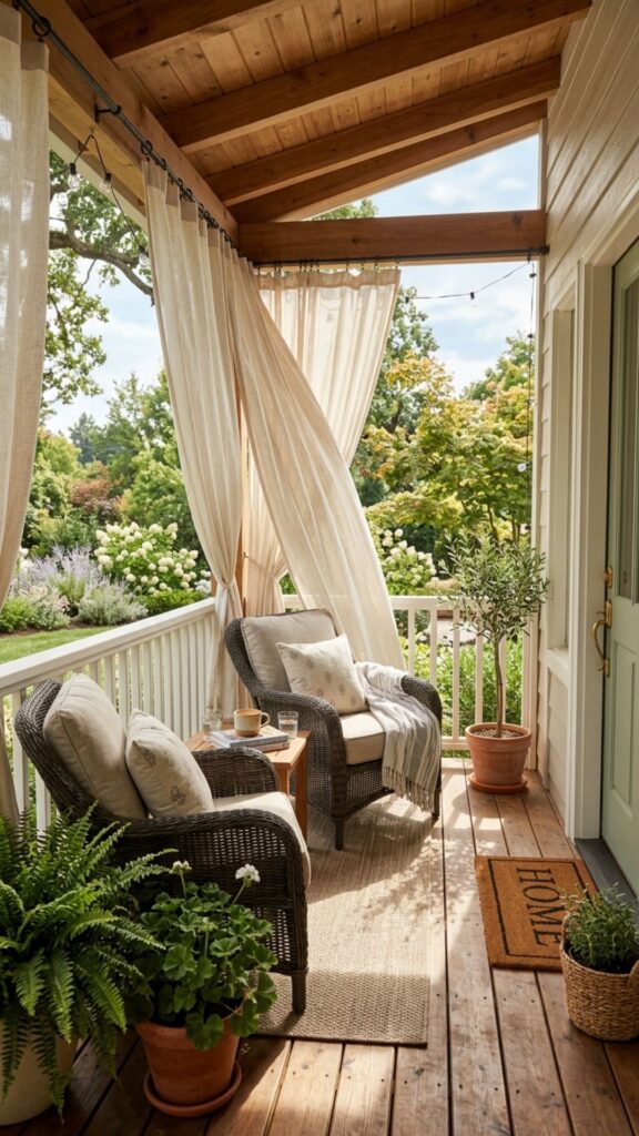 14. Use Outdoor Curtains for Flexible Shade