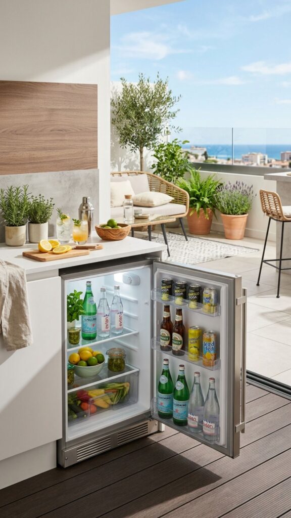 14. Use a Slim Outdoor Refrigerator