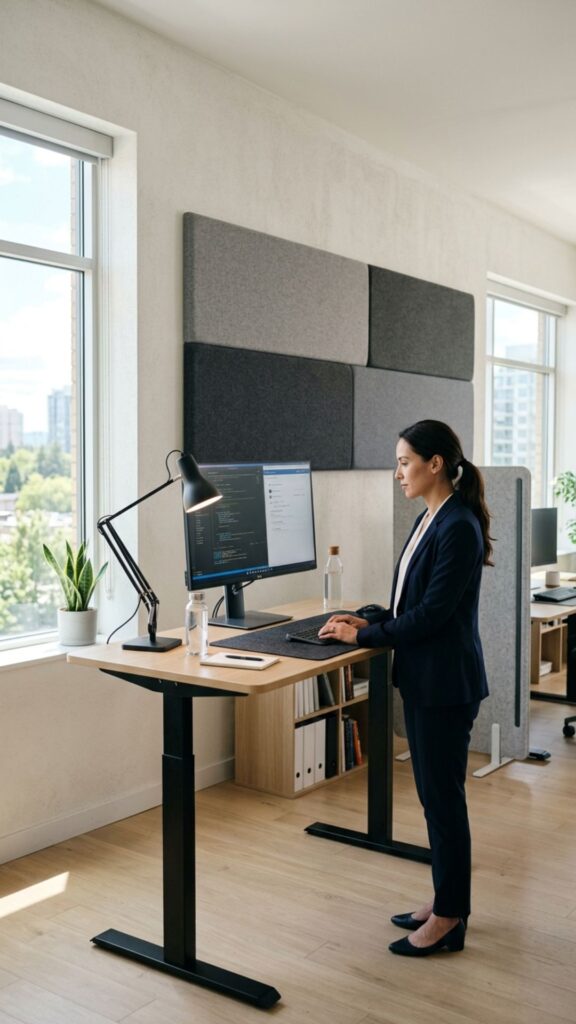 15. Add Acoustic Panels Above a Standing Desk