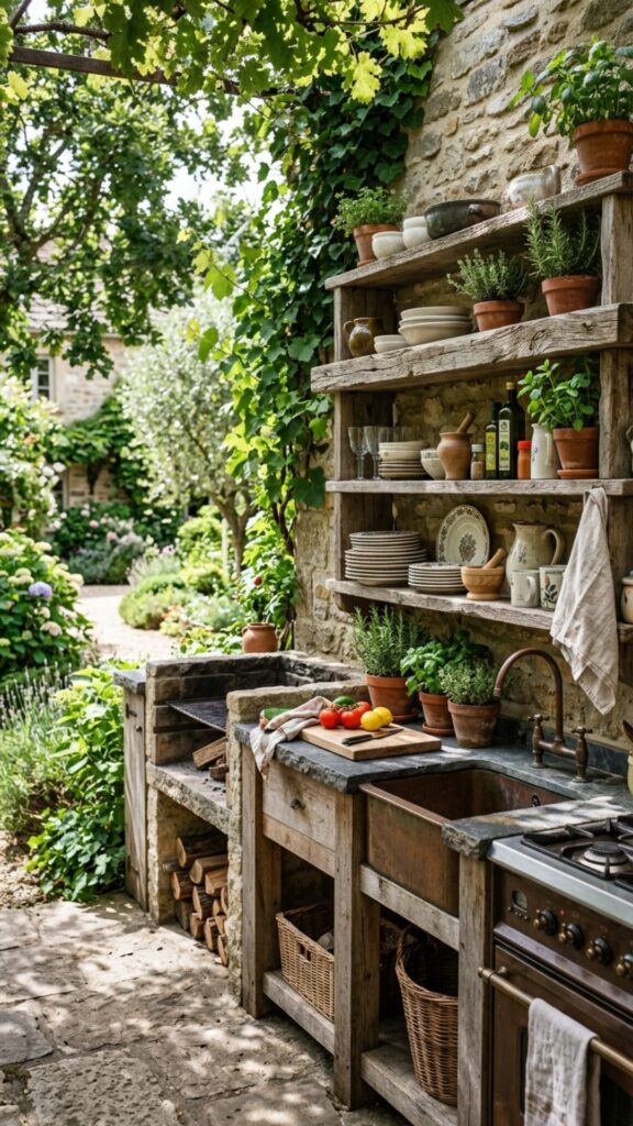 15. Add Open Shelving for Rustic Character