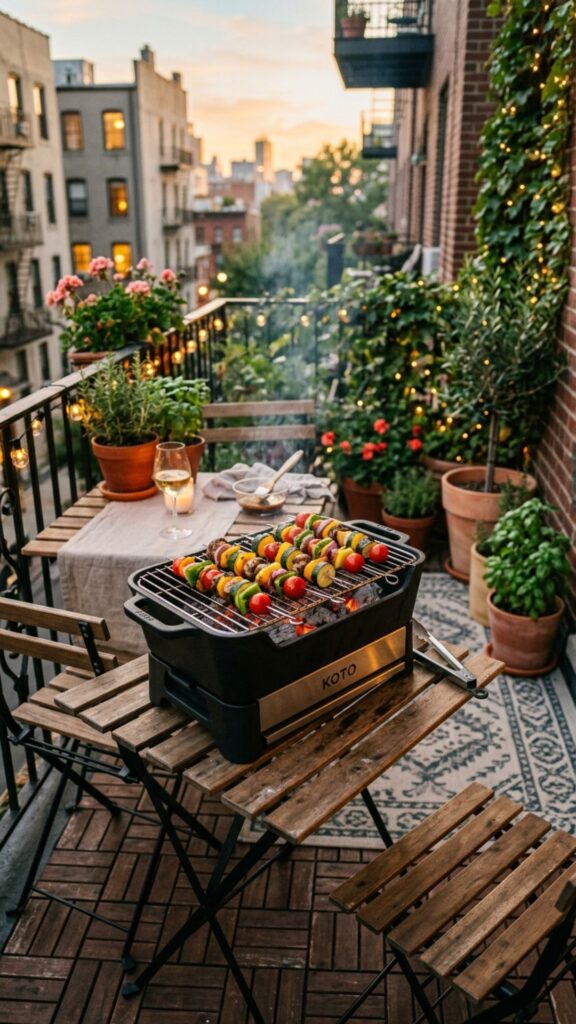 15. Add a Hibachi Grill for Small Spaces
