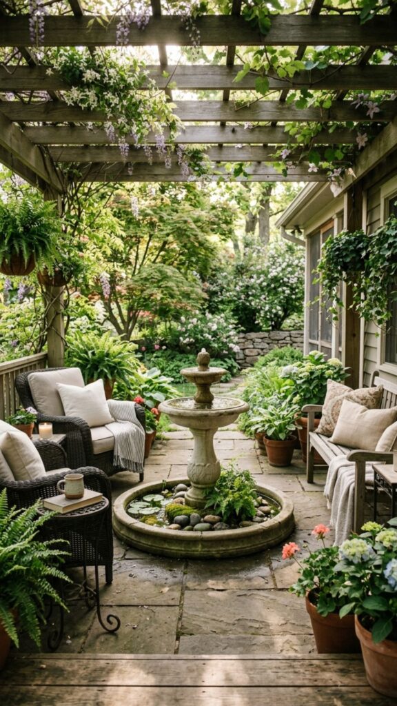 15. Add a Water Feature for Cooling Sound and Air