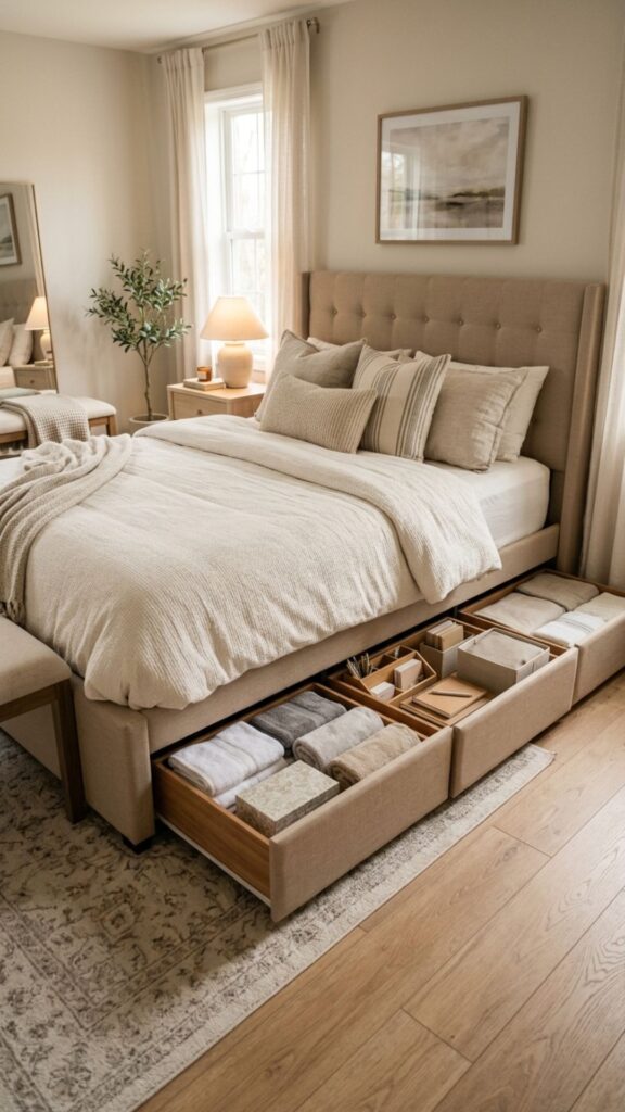 15. Build Storage Under the Guest Bed
