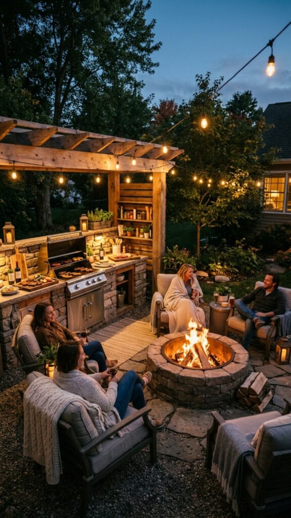 15. Build a Fire Pit Nearby for After-Dinner Warmth