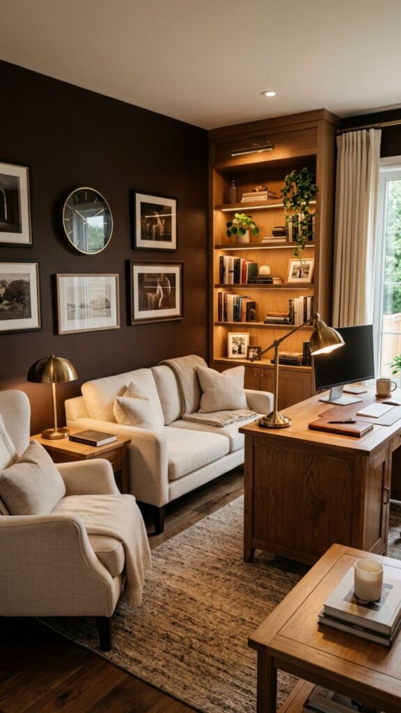 15. Chocolate Brown for a Cozy Office