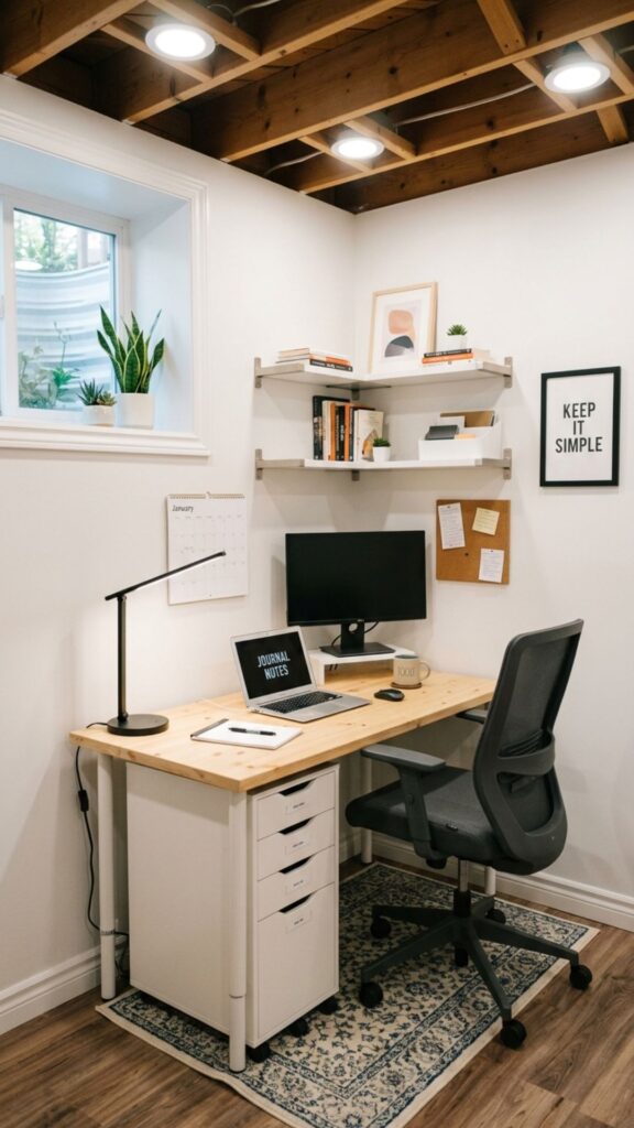 15. Create a Budget-Friendly Basement Office